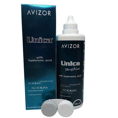 תמיסה גדולה לעדשות מגע-Unica sensitive 350ml לעיניים רגישות